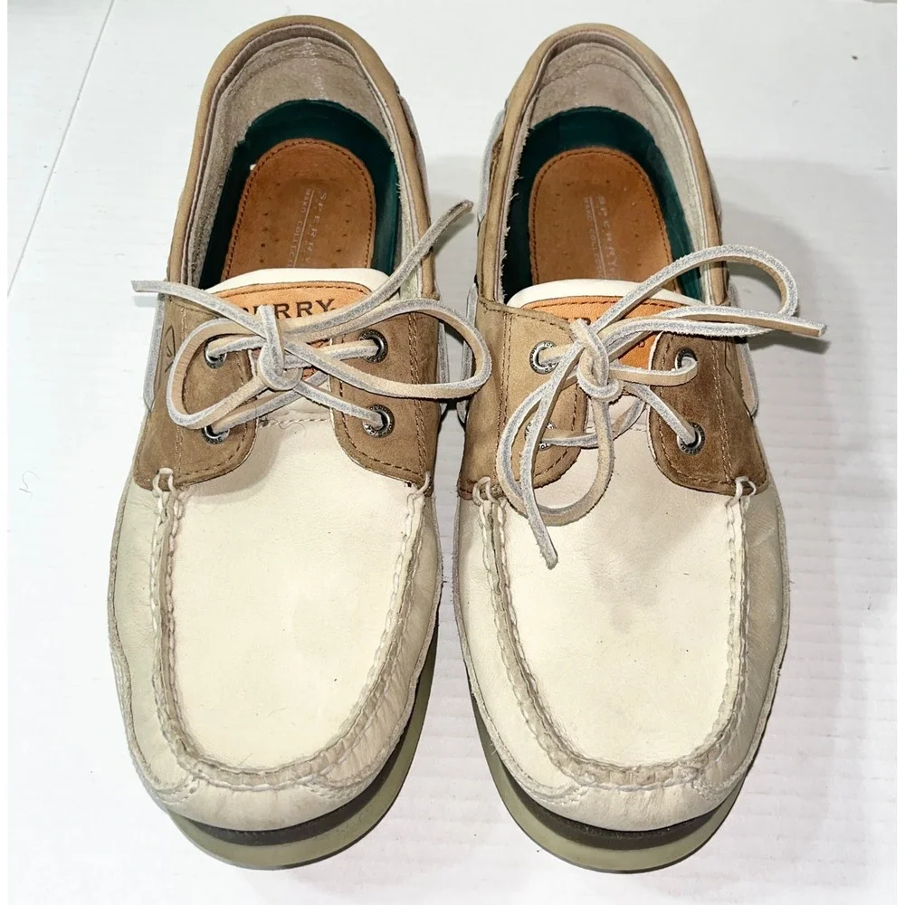 Sperry Top-Sider Mako Boat Shoes Mens 10.5 Tan Leather Loafers 0768101 Preppy